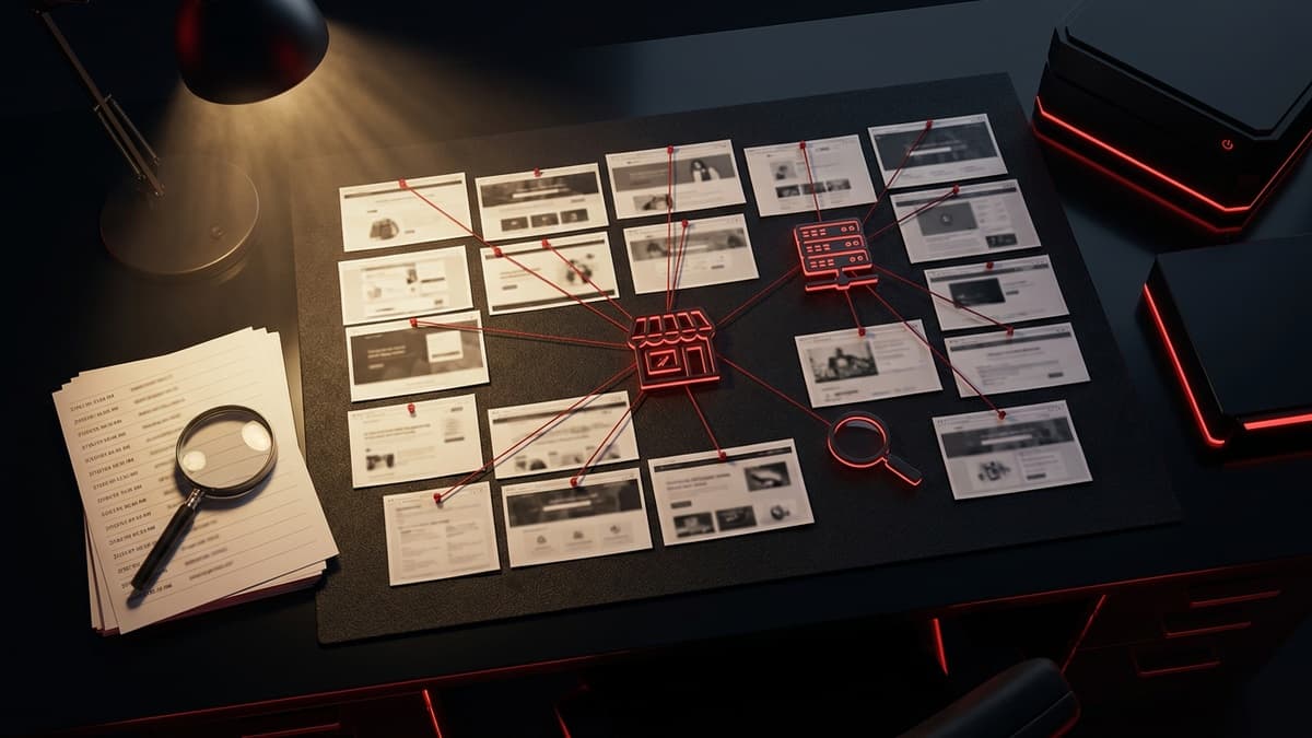 Takedown decision map for a stolen course being resold — routing marketplace listings, clone sites, Telegram channels, and search results to the right DMCA channel