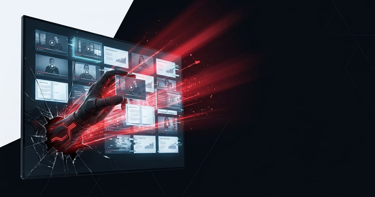 Course content theft detection and response — a course creator's stolen video lessons, PDFs, and workbooks being tracked across piracy sites and search engines